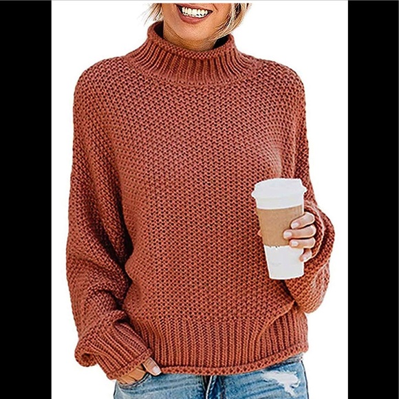 🆕Chunky Turtleneck Batwing Sleeve Knitted Sweater - Picture 2 of 3